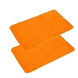 PANA 'Florenz' Badeteppich-Set • Flauschige Vorleger für Badezimmer und WC • Badteppich rutschfest & waschbar • 2er Pack • 50 x 80 cm • Farbe: Orange