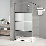 ZEYUAN Duschwand für Begehbare Dusche, Duschrückwand, Duschabtrennung, Glaswand Dusche, Duschglaswand, Duschtrennwand, Schwarz 100x195 cm Halbmatt ESG