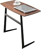 MIXMEY Beistelltische Home Office Schreibtisch, C-förmiger Snacktisch Massivholz Beistelltisch mit schwarzen Metallbeinen Industrieller Nachttisch für Arbeitszimmer (Größe: 80 x 38 x 59 cm, Farbe: A)