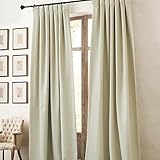 PONY DANCE Leinenoptik Vorhang Beige Blickdicht 2er Set H 245 x B 140 cm Wohnzimmer Gardinen mit Kräuselband Verdunklungsvorhänge Landhausstil Gardinen Blickdicht Curtains for Bedroom Thermogardine