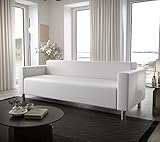 3E 3xE living.com Sofa Isola 3, Farbe: Weiß. Material: Öko-Leder. A: 202x82x71cm, Hintergrundhöhe: 71 cm, Sitzhöhe: 43 cm, Sofa, Sofa für Friseur, Studio, Couch klein, 3 Größen und 7 Farben