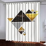 Verdunklungsgardinen Mit Ösen Schwarzes Goldenes Dreieck 170 X 200 cm Vorhänge Abdunkelnd Schallschutz Vorhang Polyester 3D Home Dekoration Gardinen Isolierend Gardinen Wohnzimmerschlafzimmerfür Büro