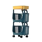 LUCBEI Lagerregal Mehrschichtiger Regal-Gemüsekorb-Boden Mehrschichtiger Obst- und Gemüse-Aufbewahrungskorb Küche Schmalschlitz-Lagerregal Home Trolley Küchenregal (Color : Groen, Size : S)
