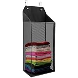 Libeder Wäschekorb über der Tür, zusammenklappbar, zum Aufhängen, Netz-Wäschekorb mit Reißverschluss für schmutzige Kleidung, platzsparender Wäschesack für Badezimmer, Schlafzimmer (schwarz)