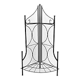 Eckregal Metall Standregal Regal Blumenregal Eisenregal Gartenregal Klappregal Pflanzentreppe Blumentreppe Blumenbank aus Metall mit 2 Ablageflächen Schwarz Stabiles Dekoregal im Landhausstil Klein