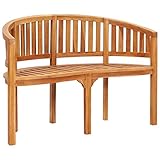 Youuihom Loungesessel, Parkbank mit Rückenlehne und Armlehnen, Bananenbank 120 cm Massivholz Teak Geeignet für Gärten, Balkone und Terrassen, Sonnenzimmer