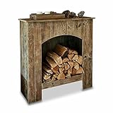 Loberon® Kaminkonsole Roseau, wiederaufbereitetes Kiefernholz, H/B/T ca. 105/105/40 cm, antikbraun