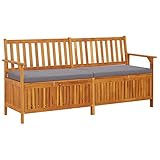 Youuihom Bänke für den Außenbereich, Gartenbänke, Terrassenbänke, Truhenbank mit Kissen 170 cm Massivholz Akazie Geeignet für Balkone, Terrassen und Gärten, Hinterhöfe