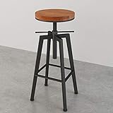 LKP Barhocker Barstuhl höhenverstellbar Bistrohocker Tresenhocker Vintage Industrial Küchenhocker Fußstütze-hocker Holz-sitzhöhe 63-83cm