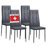 Albatros Esszimmerstühle 4er Set Rimini, Grau - Edles Italienisches Design, Kunstleder-Bezug, bequemer Polsterstuhl - Moderner Küchenstuhl, Stuhl Esszimmer oder Esstisch Stuhl