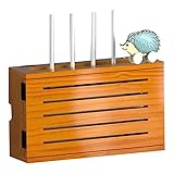 Wandmontierte Router-Halterung, schwebende Regale aus Kiefernholz mit Tür, WiFi-Aufbewahrungsbox, Wandregal, Steckdosenleistenschutz, Hider, Router-Rack, dunkle Holzfarbe (Color : A-34x10x20cm)