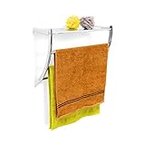 Relaxdays Wandhandtuchhalter Chrom HxBxT: ca. 43 x 56 x 23 cm Handtuchhalter zur Wandmontage mit 3 Handtuchstangen und Ablagefläche als Badregal oder kleine Wandgarderobe aus verchromtem Stahl, silber