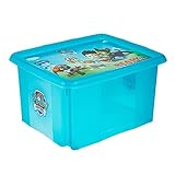 keeeper Paw Patrol Aufbewahrungsbox mit Deckel, Dreh- und stapelbar, Für Kinder, 24 l, Karolina, Fresh Blue Transparent