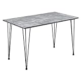 [en.casa] Design Esstisch 'Kiel' in Beton-Optik 120x70cm - Küchentisch Esszimmertisch Tisch mit Hairpin-Legs