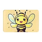 AvImYa Gelbe Bienen-Fußmatte, Willkommensmatte, 80 x 50 cm, niedriges Profil, Fußmatte, für drinnen und draußen, rutschfeste Teppiche, extra langlebig