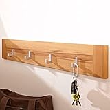 ALIDAM Wandpaneel Wandpaneel mit 4 Kleiderhaken Garderobe Flur Garderobe Wandboard Kernbuche