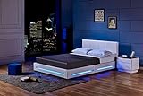 Home Deluxe - LED Bett Asteroid - Weiß, 180 x 200 cm - inkl. Matratze und Lattenrost I Polsterbett Design Bett inkl. Beleuchtung