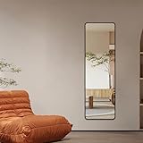 Goezes Ganzkörperspiegel 40x140 cm Standspiegel mit Schwarz Metall Rahmen, groß Spiegel dekorative Wandspiegel Bodenspiegel für Flur, Schlafzimmer, Wohnzimmer, Ankleidezimmer