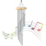 Windspiele für Draußen SilberWindspiele für Garten zum Hängen Memorial Windspiele mit 12 Aluminiumle Legierung Röhren Metall Wind Chimes Klangspiele für Draußen Heimdekoration Terrasse Geschenke