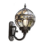 Mengjay Vintage Außenlampe Rustikale Wandlampe, Wasserdicht IP23 Aluminiumguss und Glas Aussenleuchte, Retro 220V E27 Landhaus Gartenlampe, Hauseingang Terrassen Balkon Flur Außen-Wandleuchte (Black)