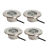 4PCS LED Embedded Buried Lampe - LED Bodenstrahler Außen, IP68 Imprägniern Brunnen-Lichter Des Edelstahl-LED, 3W Einbaustrahler, Für Gehweg, Terrasse, Garten, Park Im Freien ( Color : Yellow light , S