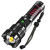 NGOKPYD LED Taschenlampe Extrem Hell 20000 Lumen,USB C Aufladbar Starke Taschenlampe Batteriebetrieben mit Rot Licht,8-Mode IPX4 Wasserdicht Taktische Taschenlampen für Camping Wandern Notfälle