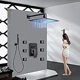 Badezimmer-Wasserhahn, Schwarze Bronze, Regendusche, Bad-Wasserhahn, Wandmontage, Badewanne, Dusche, Mischbatterie, Badezimmer-Duscharmatur, Duschset, 25,4 Cm,12 Zoll