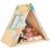 DREAMADE 2 IN 1 Kinder Spielhaus mit Kletterwand, Spielzelt für Kinder mit offenem Fenster und Klingel, multifunktionales Kletterspielset für drinnen und draußen