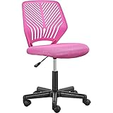 Yaheetech Bürostuhl Schreibtischstuhl ohne Armlehnen Drehstuhl mit Rücklehne Arbeitsstuhl höhenverstellbar 136 kg belastbar 50 x 55 x 79-92 cm Rosa