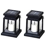 Uonlytech 2 Stück Solar-Kerzenlicht Retro-Dekoration Türdekoration Tragbare Laterne Außenlaternen Led-Hängelaterne Solar-Camping-Lichter Outdoor-Gartenlicht Outdoor-Hängelicht