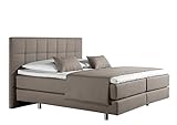 Maintal Boxspringbett Neon, 140 x 200 cm, Strukturstoff, Bonellfederkern Matratze h2, beige