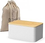 Brotkasten Weiß Brotbox Mit Brotbeutel Leinen Brotaufbewahrung Brotkasten Metall Mit Bambusdeckel Als Schneidebrett Verwendet Werden Kann Rechteckiger Metall Brotbehälter Um Frisches Bread Box