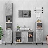 JUNZAI Waschbeckenunterschrank, Unterschrank Waschbecken, Badezimmer Unterschrank, Bathroom Cabinet, Badunterschrank, Unterschrank Bad, Betongrau 80x33x60 cm Holzwerkstoff