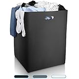 Wäscherkorb Filz, Wäschesammler, Korb Aufbewahrung, Wäschesortierer, Wäschetruhe, Wäschekorb faltbar Wäschekörb Aufbewahrungskorb groß Laundry Baskets Wäschepuff (Schwarz)