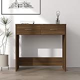 TEKEET Wohnmöbel Schreibtisch Braun Eiche 80x40x75 cm Größe Holzwerkstoff