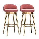 ARTSIM Drehbare Thekenhocker, 2er-Set, Barhocker, Samt-Barhocker, Moderne Barstühle, Akzent-Polsterstühle, Pub-Höhe, Heimbar, Esszimmer, Küchenhocker, Stühle (Rosa Sitzhöhe 65 cm)
