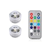 YONGTO Tauchbare LED-Leuchten, wasserdicht, RGB-Unterwasserlicht for Hochzeit, Teelicht, Whirlpool, Teich, Pool, Badewanne, Aquarium, Party, Vasendekoration (Color : 2 lamp 1 controller)