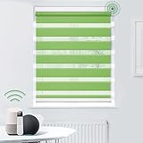 Allesin Elektrische Doppelrollo nach Maß Größe mit Wiederaufladbarer Motor, B:45-120cm, H:50-200cm, Lichtdurchlässig Sichtschutz, kompatibel mit Alexa, Fensterrollo Klemmfix ohne Bohren Grün