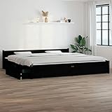 JUNZAI Bett, Stauraumbett, Familienbett, Betten, Bed Frame, Bettboden, Bettstell, Bettrahmen, mit Schubladen Schwarz 180x200 cm 6FT Super King