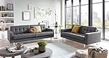 Traumnacht Sofa Laval, 3-Sitzer Couch mit Stoffbezug und Metallfüßen, produziert nach deutschem Qualitätsstandard, grau, 204 x 92 x 65 cm