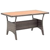 JUNZAI Gartentisch, Klapptisch Garten, Balkontisch, Garten Tisch, Balkonmöbel, Tisch Klappbar, Grau 120x70x66 cm Poly Rattan