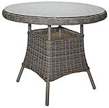 KMH Polyrattan Gartentisch Naturlook Rattan rund mit Glasplatte Ø 90cm aus der Serie Kubo- Wetterfeste und robuste Gartenmöbel - Geeignet für Indoor und Outdoor Möbel