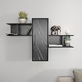 DECOROTIKA Wandregal Olida Wall Shelf, Holzwerkstoff, Schwarzer Marmor-Effekt, Height: 75,6 cm | Width: 146 cm | Depth: 20,2 cm