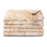 VOTOWN HOME Comfort Luxuriöse Kunstfell Überwurfdecke, Flauschige und Weiche Kuscheldecke Decke für Couch und Bett, 220x240 cm Beige