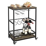 Beweglicher Trolley Weinwagen Trolley Weinregal Aufbewahrungsregal Beweglicher Esszimmer Auto Aufbewahrungstisch Abschließbare Räder Weinregal Schrank für Zuhause Bar Möbel Aufbewahrungstisch