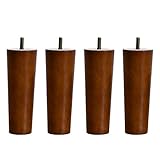 TONZN 4 Stück Holzmöbelbeine – TV-Schrankbeine, Sofafüße – gerade M8-Ersatzmöbelbeine, DIY-Projekte, Walnuss 12 cm, 15 cm, 18 cm (Walnuss 15 cm)