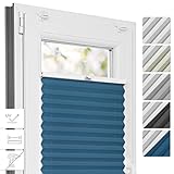 Estika® Thermo Plissee ohne Bohren nach maß - 5 Farben, Breite 30-129 cm, Höhe 50-149 cm - Plissee klemmfix, Verdunklungsplissee, Plisees ohne Bohren Blickdicht, Fenster rollos für innen