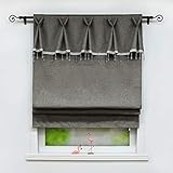 Joyswahl Raffrollo Pastorale Art Blickdichte Bändchenrollo mit Perlen Dekorativ »Stella« Schals mit Tunnelzug Fenster Vorhänge BxH 140x140cm Grau 1er Pack