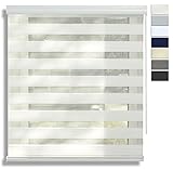 EFIXS Doppelrollo mit weißer Aluminiumkassette - Breiten: 40-220 cm, Höhe bis 240 cm - Hier: 090 x 175 cm - Farbe: schneeweiss - mit Premium-Unterschiene