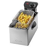 Bomann FR 2264 CB Edelstahl-Fritteuse 2,5L Perfekt für Pommes Frittes u. Nuggets, geruchsarmes frittieren, schnelle Erhitzung Thermostat stufenlos einstellbar
